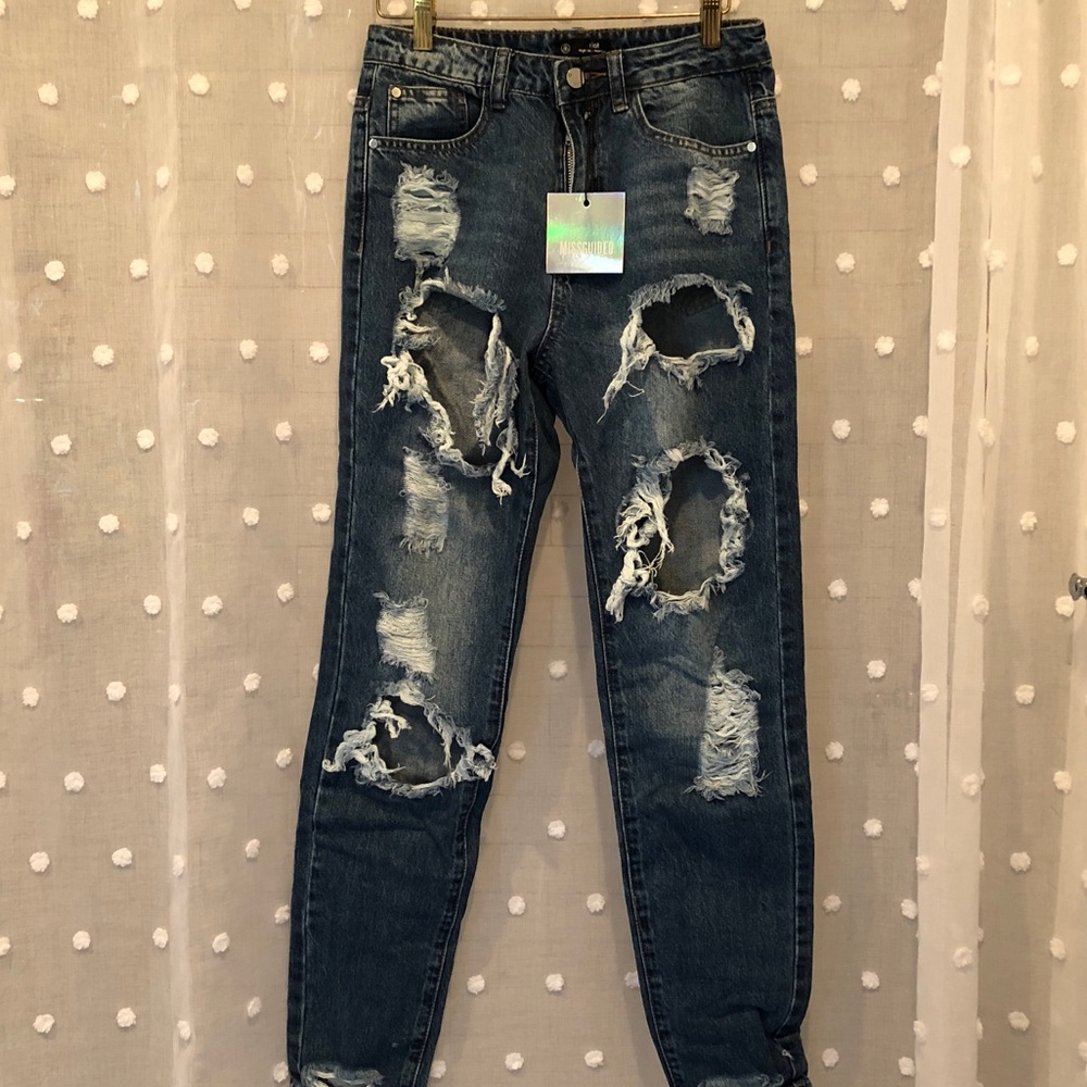 Missguided Riot High Rise Ripped Jeans